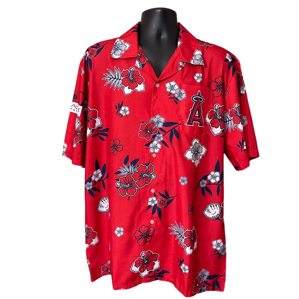 Angels Baseball Hawaiian style button down shirt size OSFM